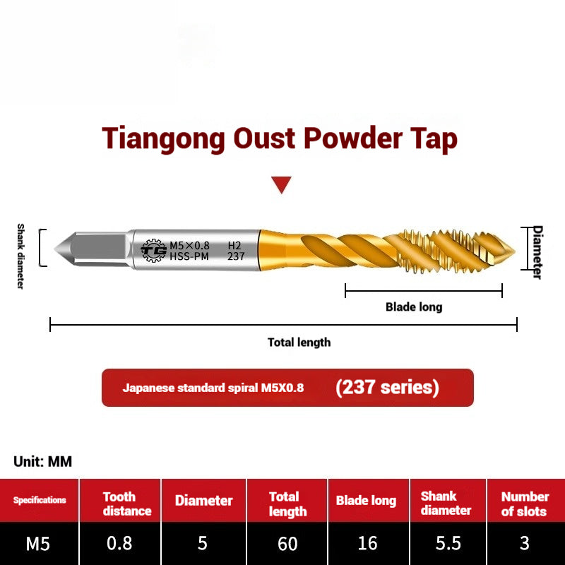 1110-Powder metallurgy high-speed steel taps 237 titanium-plated spiral stainless steel machine taps Japanese standard spiral taps Shandong Denso Pricision Tools Co.,Ltd.