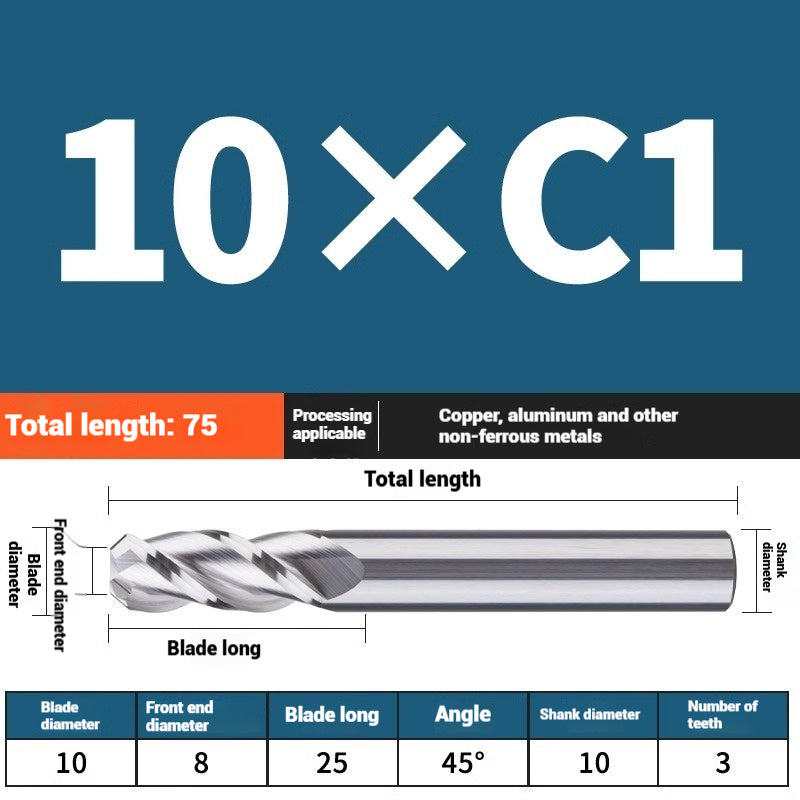 1119-PQT tip chamfering milling cutter C angle alloy milling cutter C mouth tungsten steel cutter beveled end milling cutter 45 degrees angle round nose C1C2 Shandong Denso Pricision Tools Co.,Ltd.