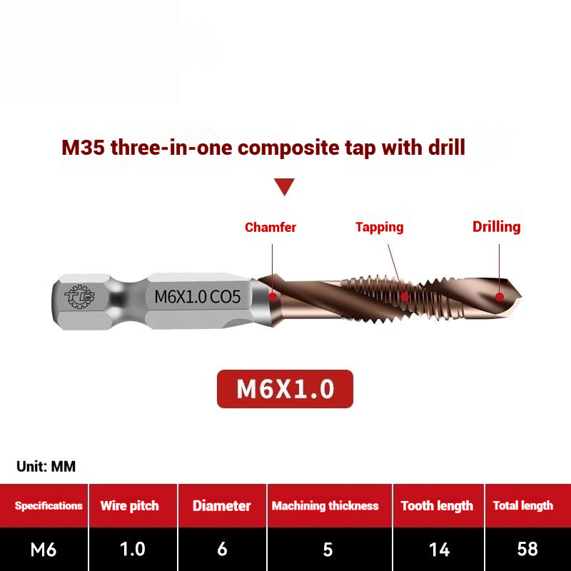 1096-Three in one cobalt composite tap set drilling and tapping one nitriding tap stainless steel tapping tapping drills Shandong Denso Pricision Tools Co.,Ltd.