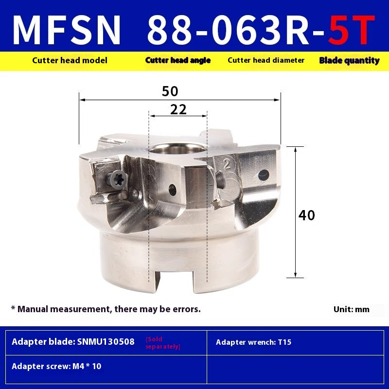 6022 MFSN Milling Cutter Block 88 Degree Fast Feed 88080R-6T-M Surface Heavy Duty Cutter Block High RPM SNMU1305 Shandong Denso Pricision Tools Co.,Ltd.