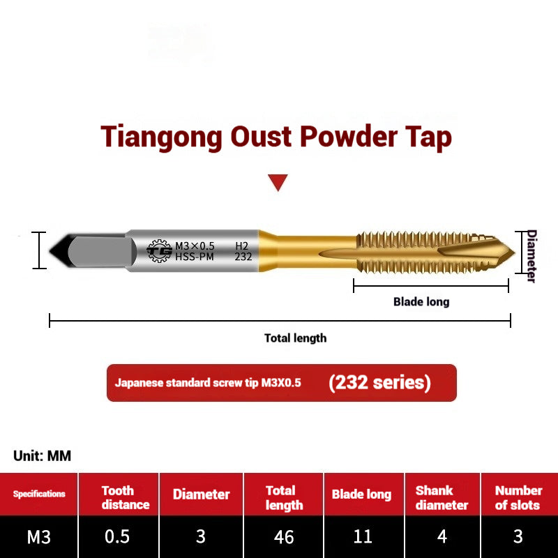1110-Powder metallurgy high-speed steel taps 237 titanium-plated spiral stainless steel machine taps Japanese standard spiral taps Shandong Denso Pricision Tools Co.,Ltd.