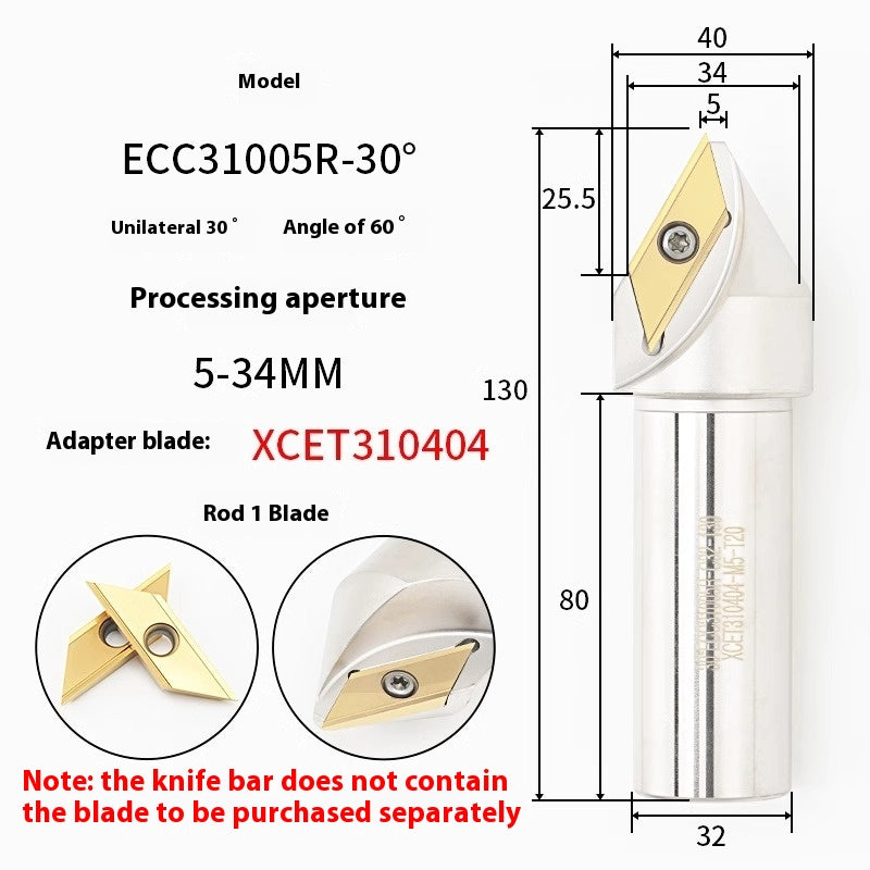 6043 CNC numerical control ECC31005R long edge chamfering cutter bar 30 degree 45°60 large hole chamfering cutter XCET310404 Shandong Denso Pricision Tools Co.,Ltd.