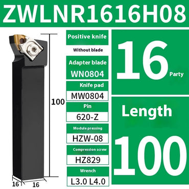 6002 JINGWEI 95 Degree CNC Toolholder Cylindrical Turning Inserts EWLNR2020K08 ZWLNR2525M08 Peach Type Inserts Shandong Denso Pricision Tools Co.,Ltd.