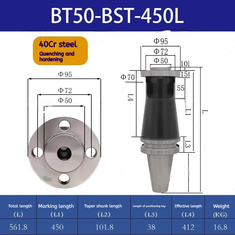 1178-Machining Center BT-BST Large Bore Boring Toolholder 4 Hole Bridge Shank Boring Machine Mo's MT-BST Toolholder Extension