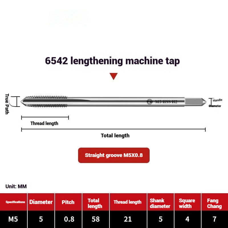 1109-Extended straight flute machine taps 6542 high speed wire tapping drill bit deep hole M3M4M5M6M8M10 Shandong Denso Pricision Tools Co.,Ltd.