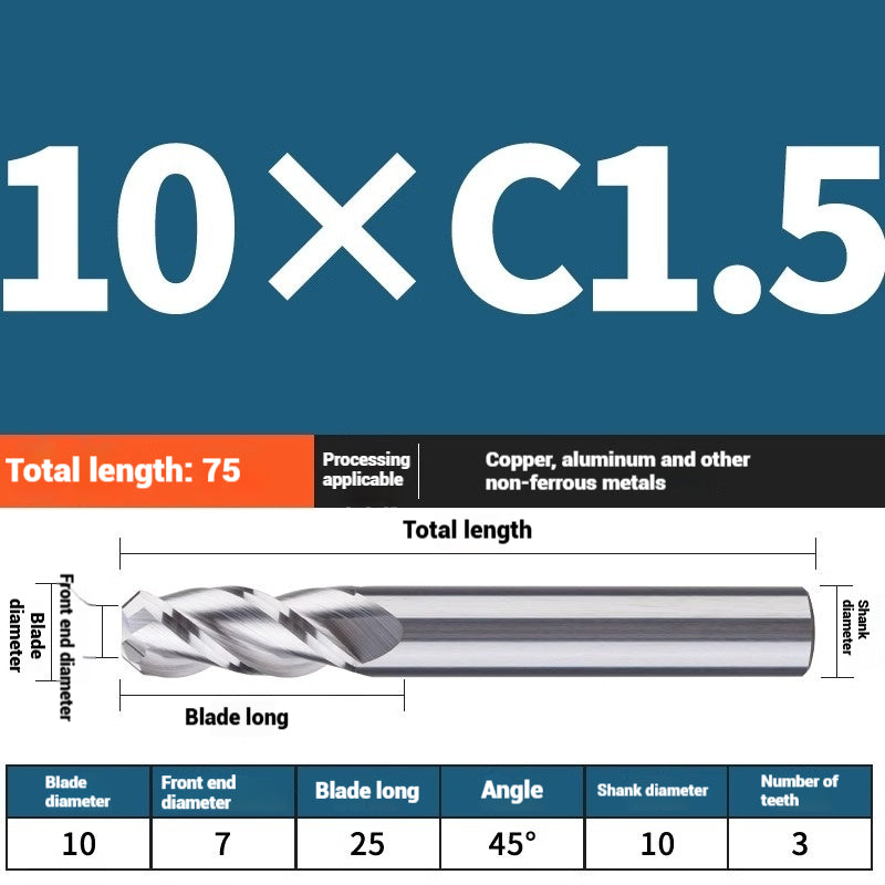 1119-PQT tip chamfering milling cutter C angle alloy milling cutter C mouth tungsten steel cutter beveled end milling cutter 45 degrees angle round nose C1C2 Shandong Denso Pricision Tools Co.,Ltd.