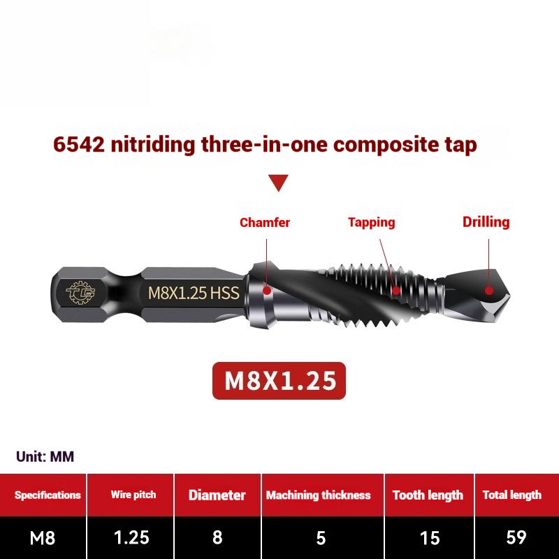 1096-Three in one cobalt composite tap set drilling and tapping one nitriding tap stainless steel tapping tapping drills Shandong Denso Pricision Tools Co.,Ltd.