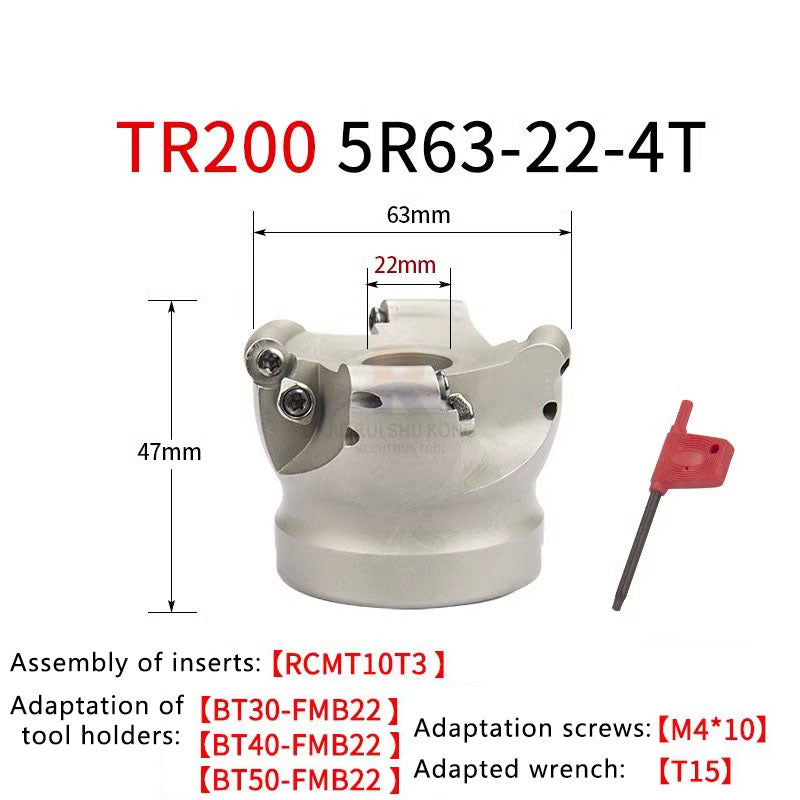 Indexable corner rounding face mill cutter Customizable TR200 Round Nose Milling Cutter RCKT10T3 RCKT1204 Open Rough and Smooth Machining Center R5 R6 Cutter Shandong Denso Pricision Tools Co.,Ltd.