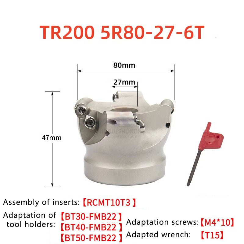 Indexable corner rounding face mill cutter Customizable TR200 Round Nose Milling Cutter RCKT10T3 RCKT1204 Open Rough and Smooth Machining Center R5 R6 Cutter Shandong Denso Pricision Tools Co.,Ltd.