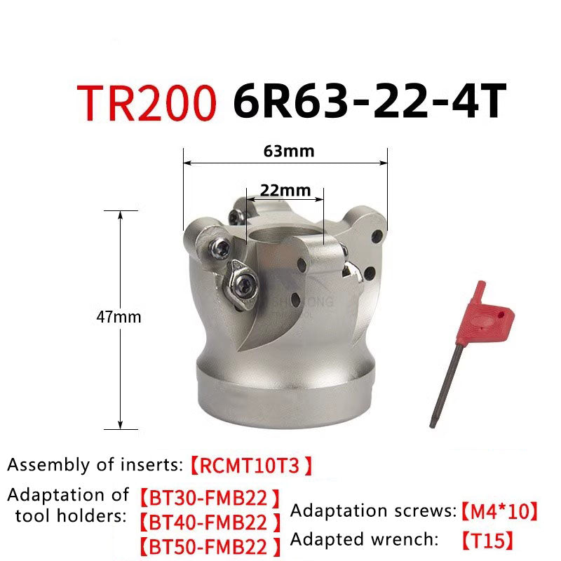 Indexable corner rounding face mill cutter Customizable TR200 Round Nose Milling Cutter RCKT10T3 RCKT1204 Open Rough and Smooth Machining Center R5 R6 Cutter Shandong Denso Pricision Tools Co.,Ltd.