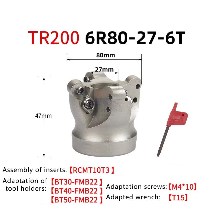 Indexable corner rounding face mill cutter Customizable TR200 Round Nose Milling Cutter RCKT10T3 RCKT1204 Open Rough and Smooth Machining Center R5 R6 Cutter Shandong Denso Pricision Tools Co.,Ltd.