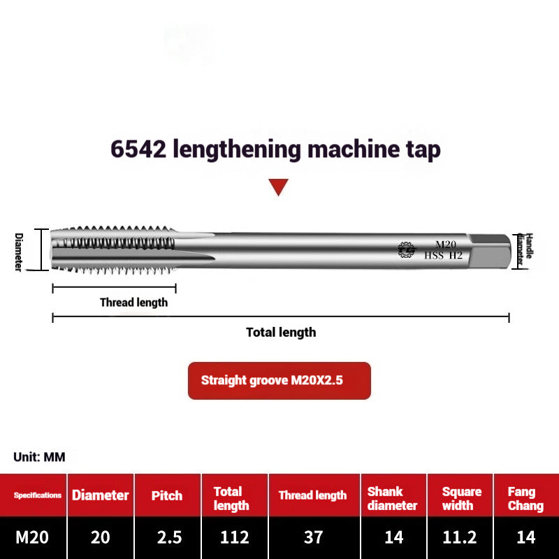 1109-Extended straight flute machine taps 6542 high speed wire tapping drill bit deep hole M3M4M5M6M8M10 Shandong Denso Pricision Tools Co.,Ltd.