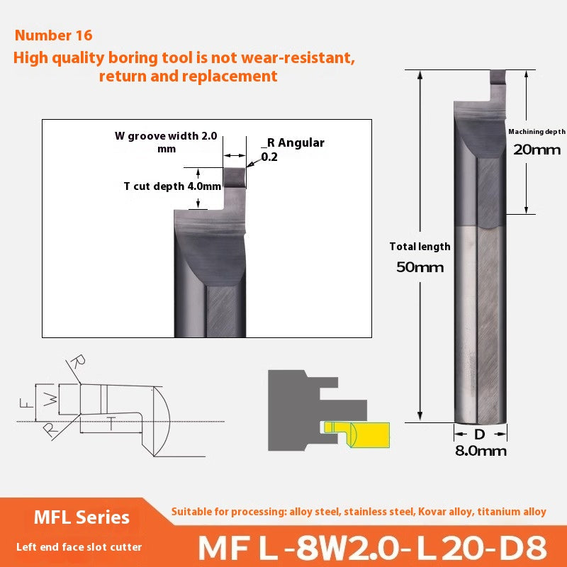 1138-MFR face groove cutter small bore boring cutter integral alloy small bore turning tool center walker automatic lathe stainless steel Shandong Denso Pricision Tools Co.,Ltd.
