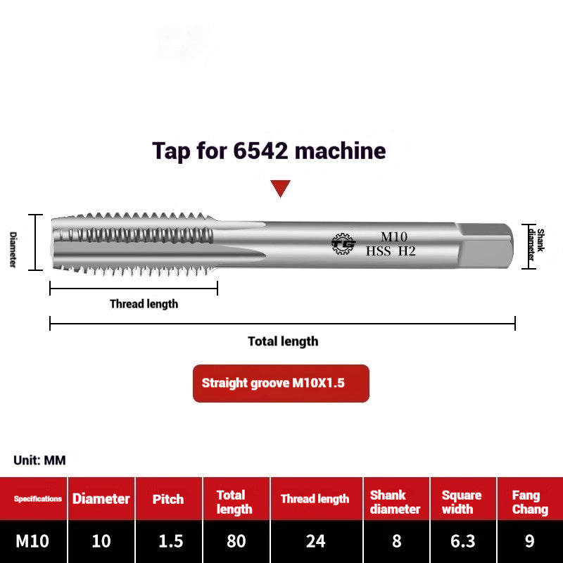 1095-Machine taps straight flute taps tapping high-speed steel fine teeth tapping drill bit m5m6m8m10m12 Shandong Denso Pricision Tools Co.,Ltd.