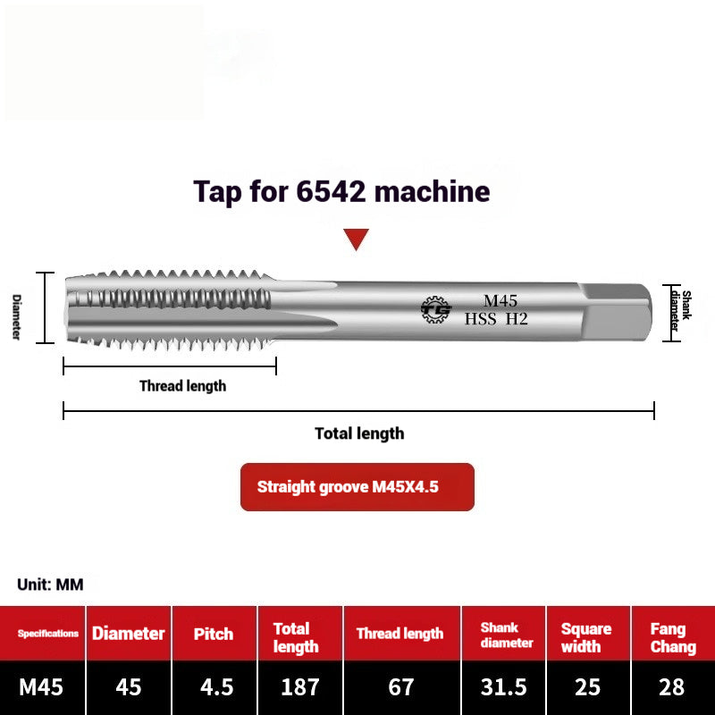 1095-Machine taps straight flute taps tapping high-speed steel fine teeth tapping drill bit m5m6m8m10m12 Shandong Denso Pricision Tools Co.,Ltd.