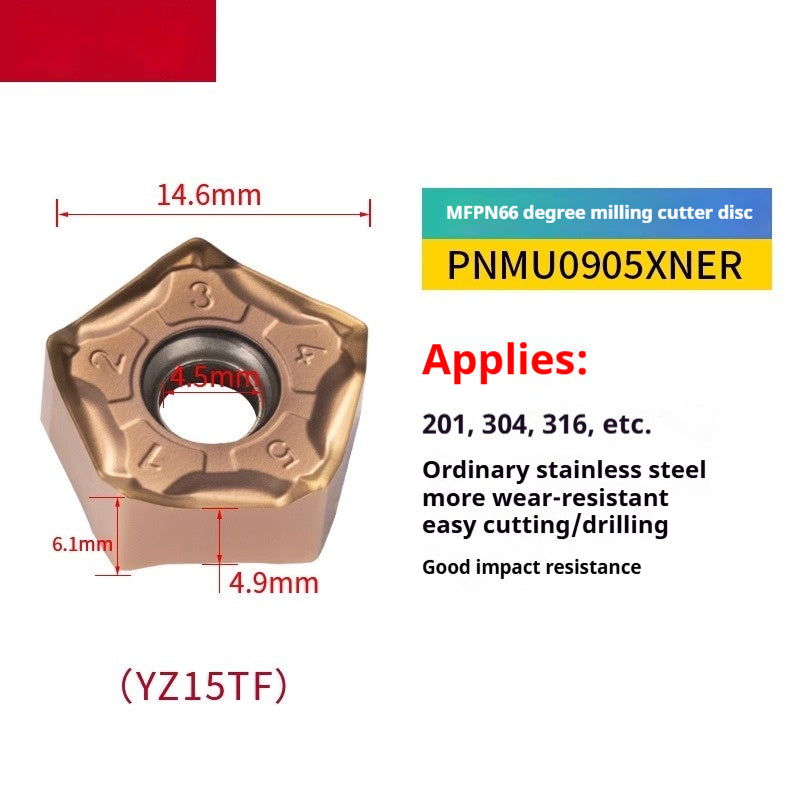 6016 Fast Feed MFPN66063R-5T-M Milling Cutter Block 66 Degree Flat Roughing Cutter Block with PNMU090508 Inserts Shandong Denso Pricision Tools Co.,Ltd.