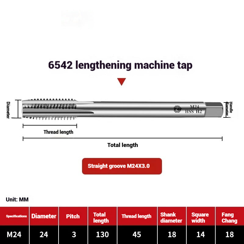 1109-Extended straight flute machine taps 6542 high speed wire tapping drill bit deep hole M3M4M5M6M8M10 Shandong Denso Pricision Tools Co.,Ltd.