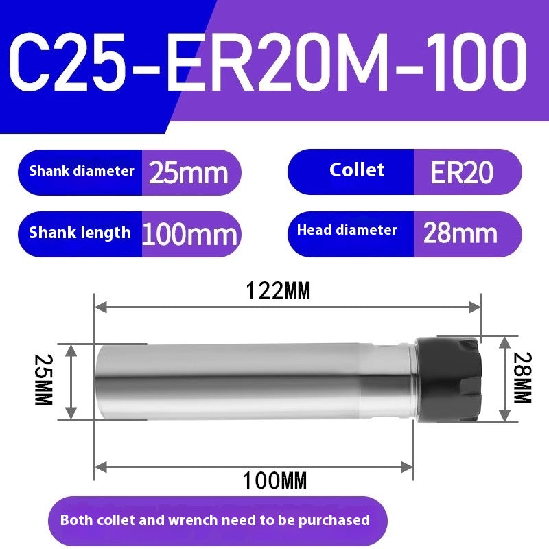 1186-Extension rod straight shank extension rod C25-ER16/ER20/ER25/ER32 Various lengths A type M type