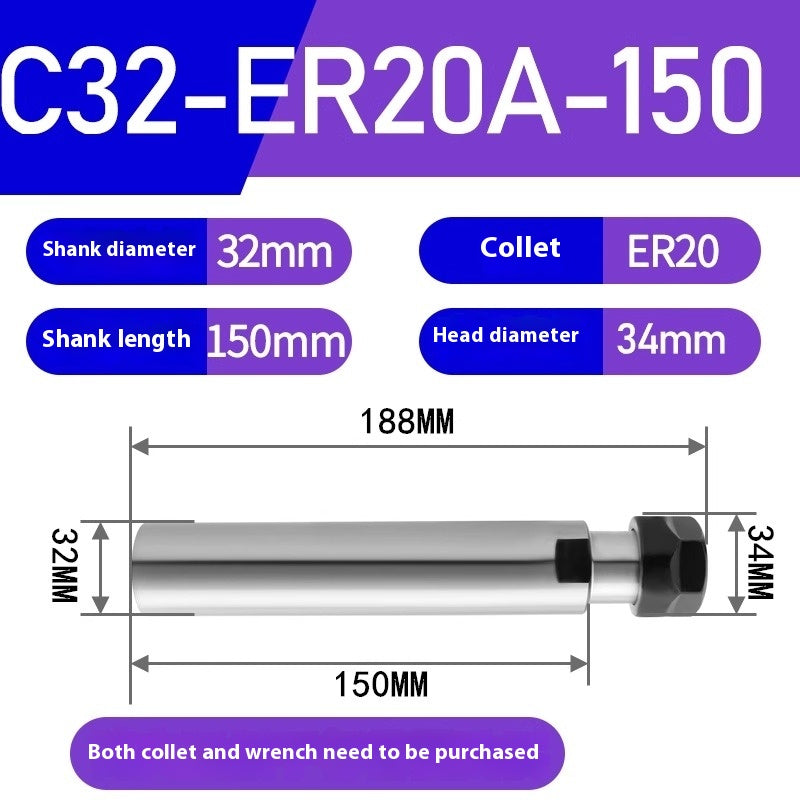 1185-Extension bar Straight shank extension bar C32-ER25/ER32 Various lengths