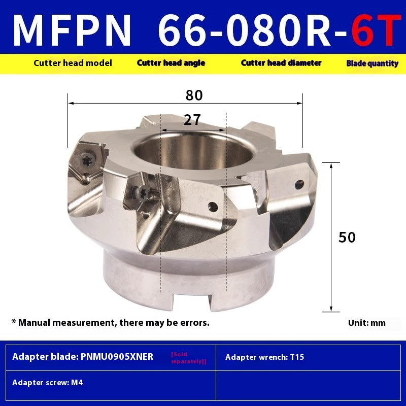 6016 Fast Feed MFPN66063R-5T-M Milling Cutter Block 66 Degree Flat Roughing Cutter Block with PNMU090508 Inserts Shandong Denso Pricision Tools Co.,Ltd.