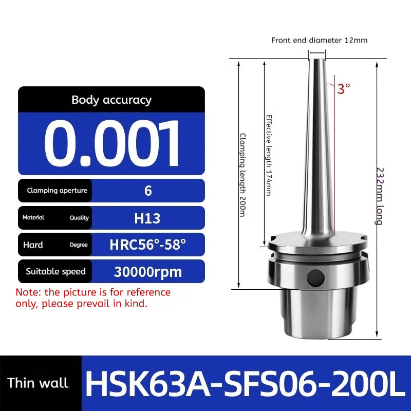 10022 HSK63 SFS Heat shrink holder Thin wall heat shrink holder Thin wall sintered handle Integrated SFS holder Shandong Denso Pricision Tools Co.,Ltd.