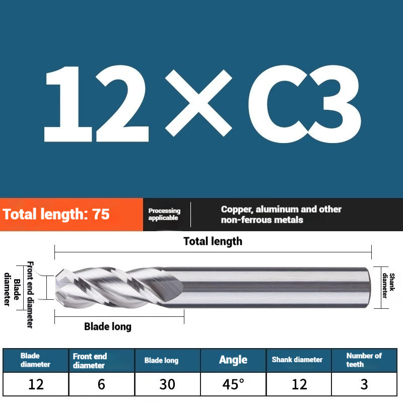 1119-PQT tip chamfering milling cutter C angle alloy milling cutter C mouth tungsten steel cutter beveled end milling cutter 45 degrees angle round nose C1C2 Shandong Denso Pricision Tools Co.,Ltd.
