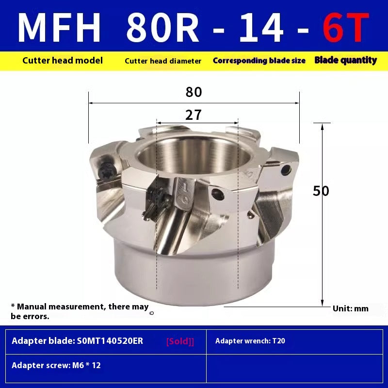 6018 High Feed Milling Cutterhead MFH100R-14-7T 5-Axis 14R63 Surface Milling Cutterhead with SOMT140520 Inserts Shandong Denso Pricision Tools Co.,Ltd.