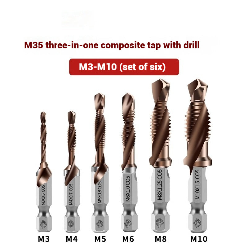 1096-Three in one cobalt composite tap set drilling and tapping one nitriding tap stainless steel tapping tapping drills Shandong Denso Pricision Tools Co.,Ltd.