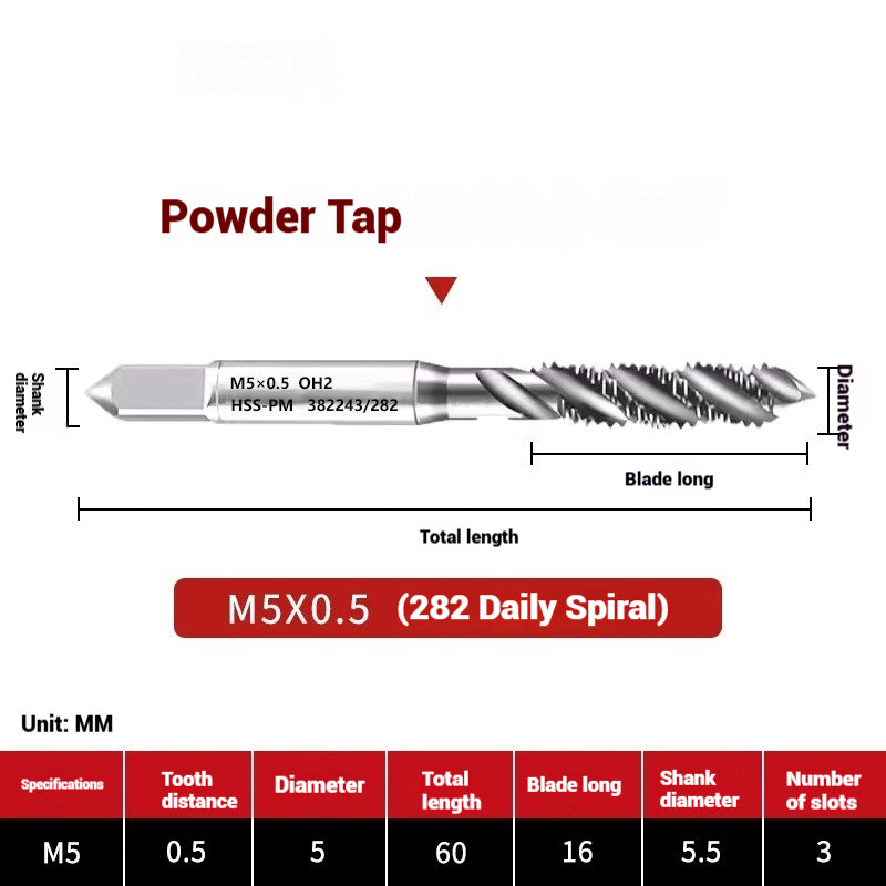 1107-OST powder high-speed steel taps Japanese standard apex screw tip spiral coarse teeth powder metallurgy tapping taps Shandong Denso Pricision Tools Co.,Ltd.