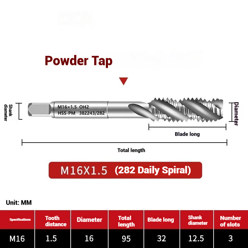 1107-OST powder high-speed steel taps Japanese standard apex screw tip spiral coarse teeth powder metallurgy tapping taps Shandong Denso Pricision Tools Co.,Ltd.