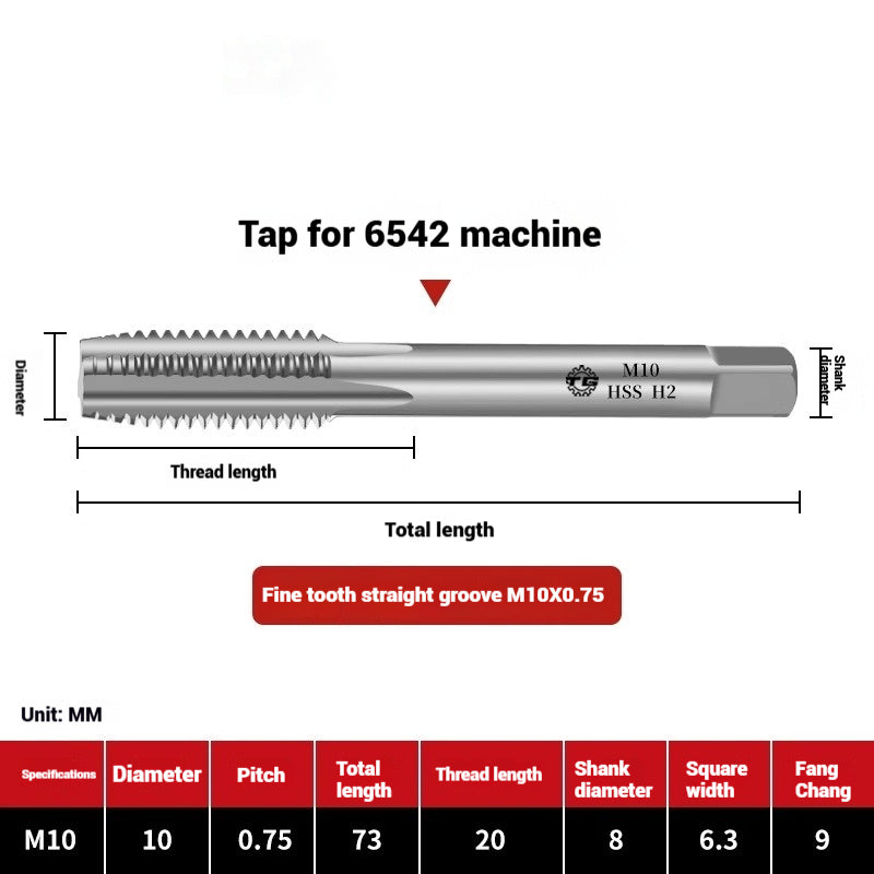 1095-Machine taps straight flute taps tapping high-speed steel fine teeth tapping drill bit m5m6m8m10m12 Shandong Denso Pricision Tools Co.,Ltd.