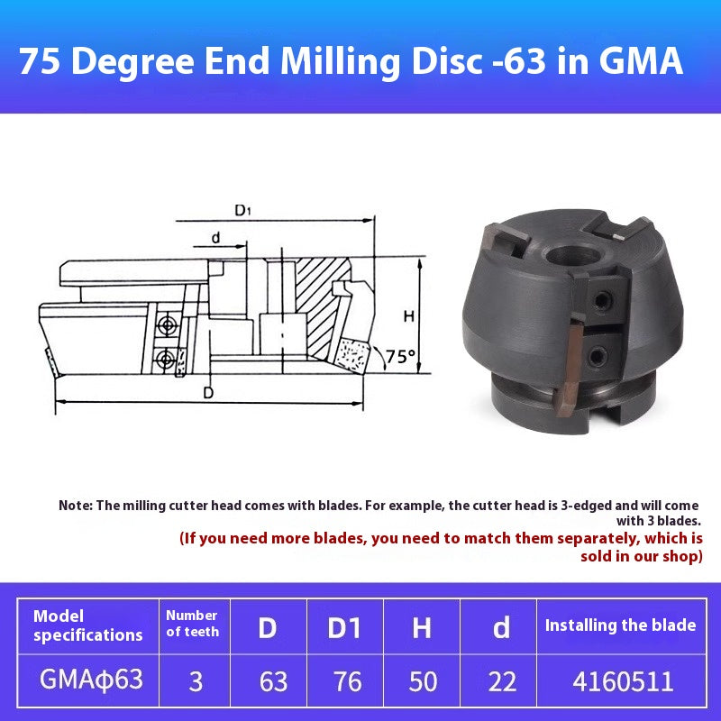 6024 75 Degree Milling Cutter Block Face Heavy Duty Boring Machine Milling Machine Roughing 80 100 Indexable Cutter Pad Type Cutter Block GMA63 Shandong Denso Pricision Tools Co.,Ltd.