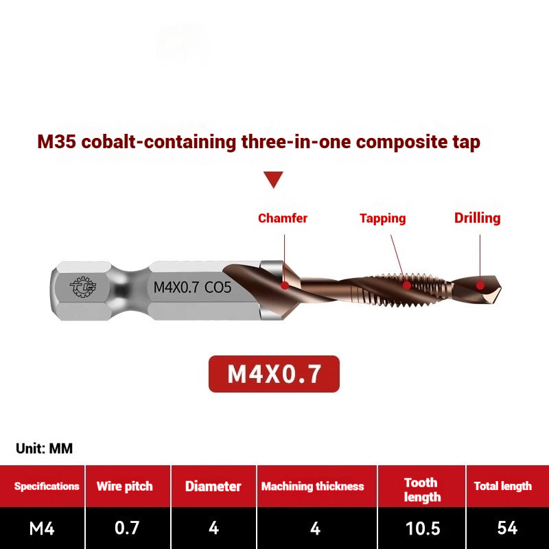 1096-Three in one cobalt composite tap set drilling and tapping one nitriding tap stainless steel tapping tapping drills Shandong Denso Pricision Tools Co.,Ltd.