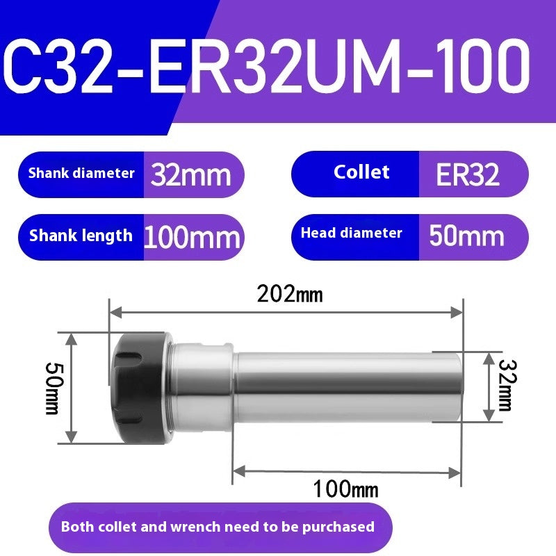 1185-Extension bar Straight shank extension bar C32-ER25/ER32 Various lengths