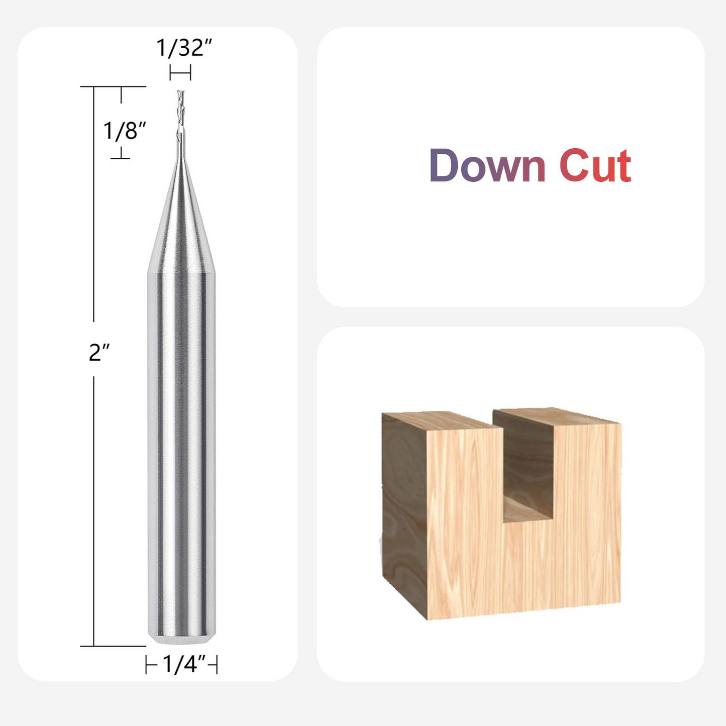 1/32 Inch Downcut Inlay Router Bit with 1/4 Inch Shank Carbide CNC Router Bit End Mill Woodworking Slot Carving Engraving Tool