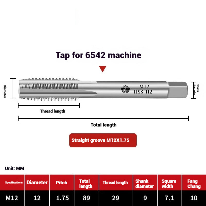 1095-Machine taps straight flute taps tapping high-speed steel fine teeth tapping drill bit m5m6m8m10m12 Shandong Denso Pricision Tools Co.,Ltd.