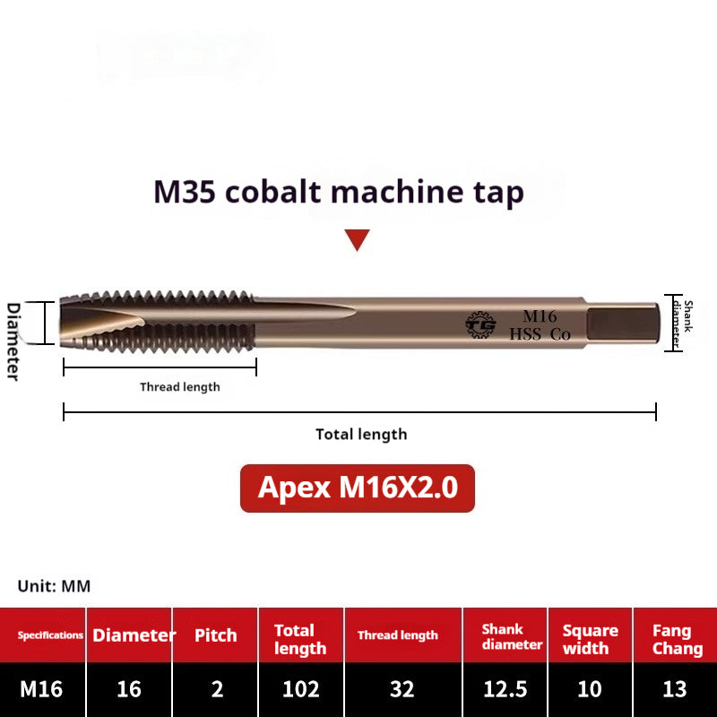 2117-M35 cobalt-containing tip tap, stainless steel special tapping screw tip machine tap M3M4M5M6M8 Shandong Denso Pricision Tools Co.,Ltd.