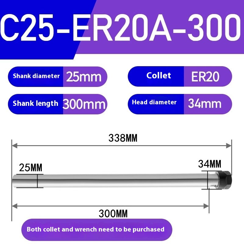 1186-Extension rod straight shank extension rod C25-ER16/ER20/ER25/ER32 Various lengths A type M type