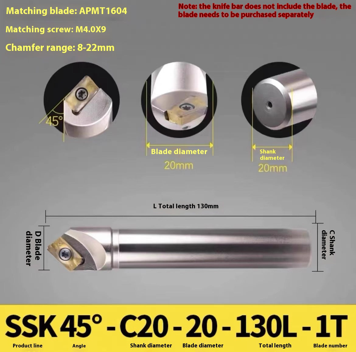 1144-Shedding type fixed-point chamfering cutter 30 degree 45 degree 60 degree chamfering cutter bar SSK/SSP/TCM/SSY/SSO/SSH Shandong Denso Pricision Tools Co.,Ltd.