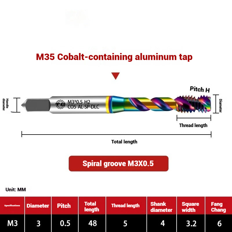 1105-Aluminum Tap Spiral Aluminum Tap CNC Machining Center M35 Cobalt High Efficiency Aluminum Coated Tap Shandong Denso Pricision Tools Co.,Ltd.
