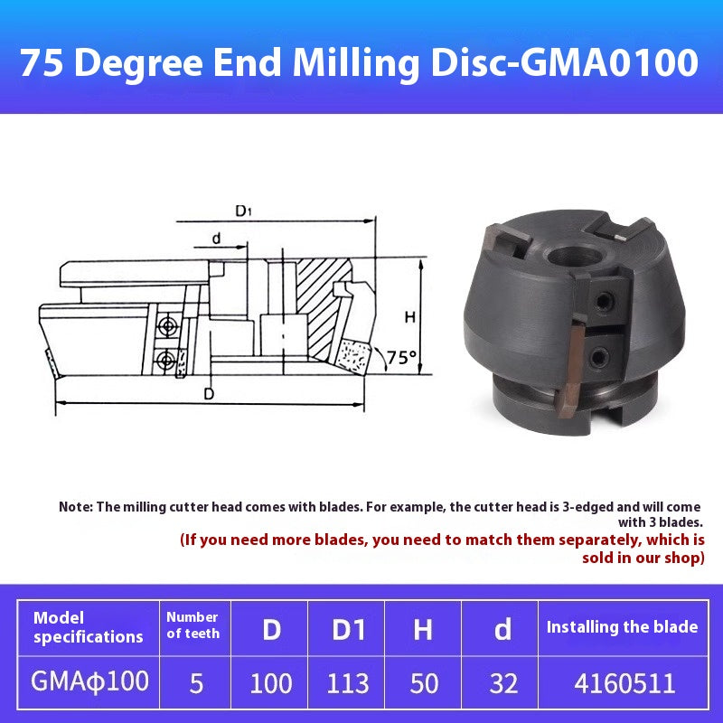 6024 75 Degree Milling Cutter Block Face Heavy Duty Boring Machine Milling Machine Roughing 80 100 Indexable Cutter Pad Type Cutter Block GMA63 Shandong Denso Pricision Tools Co.,Ltd.