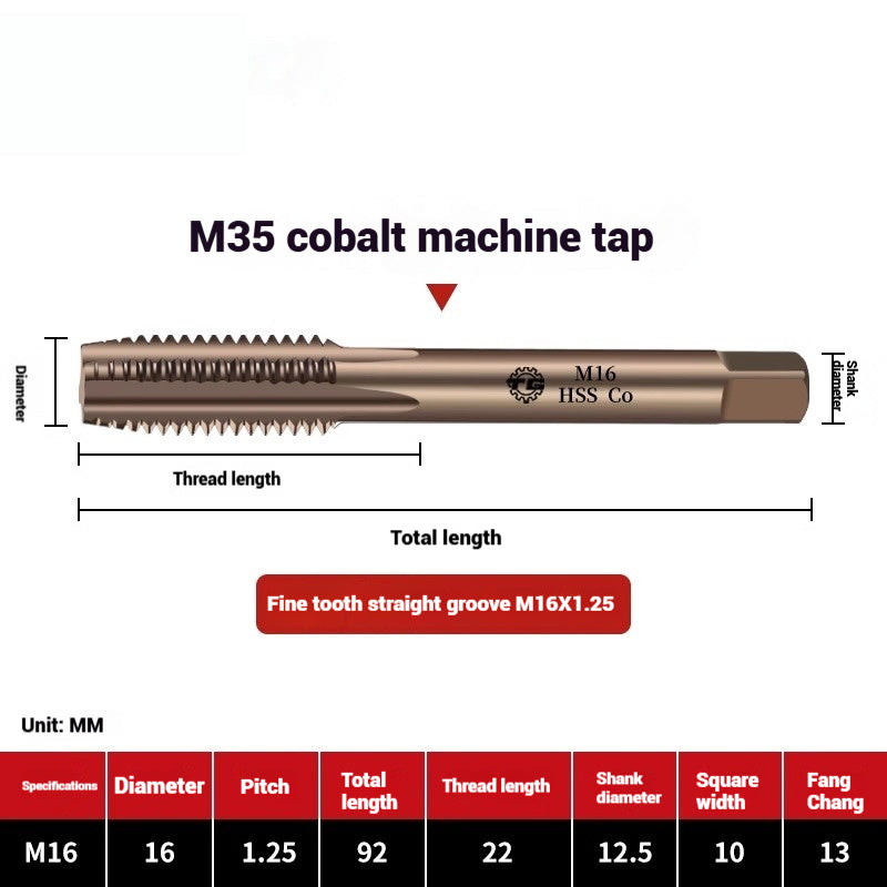 1104-M35 Cobalt straight flute tap machine tapping stainless steel special high-speed steel tapping coarse teeth spiral apex Shandong Denso Pricision Tools Co.,Ltd.