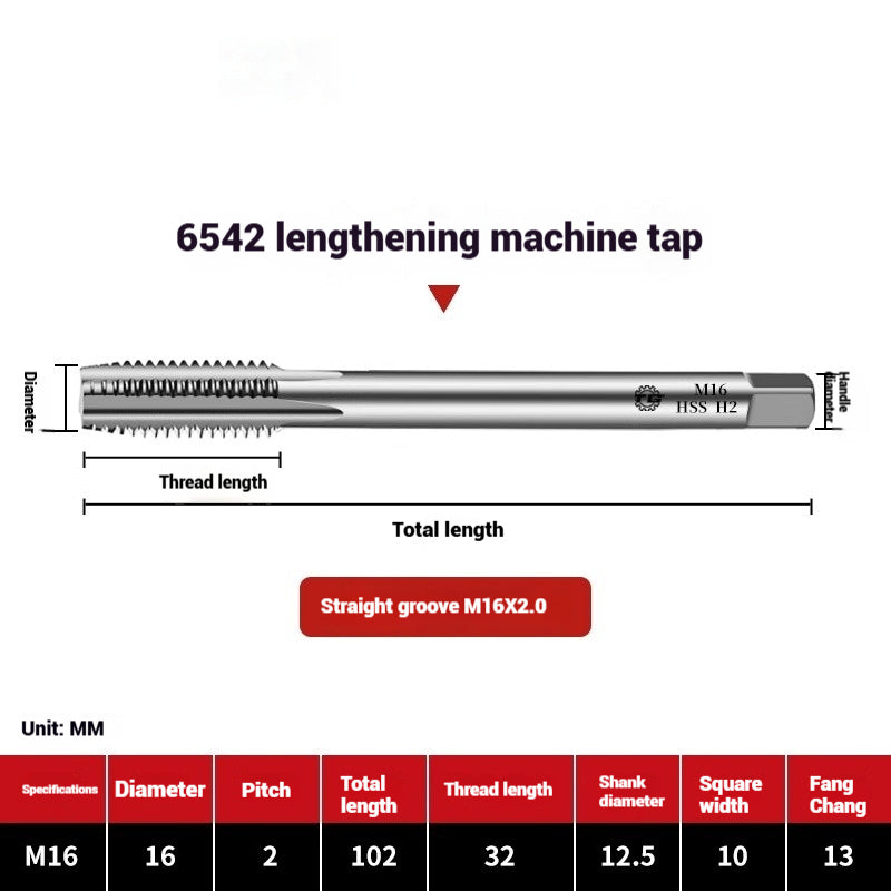 1109-Extended straight flute machine taps 6542 high speed wire tapping drill bit deep hole M3M4M5M6M8M10 Shandong Denso Pricision Tools Co.,Ltd.
