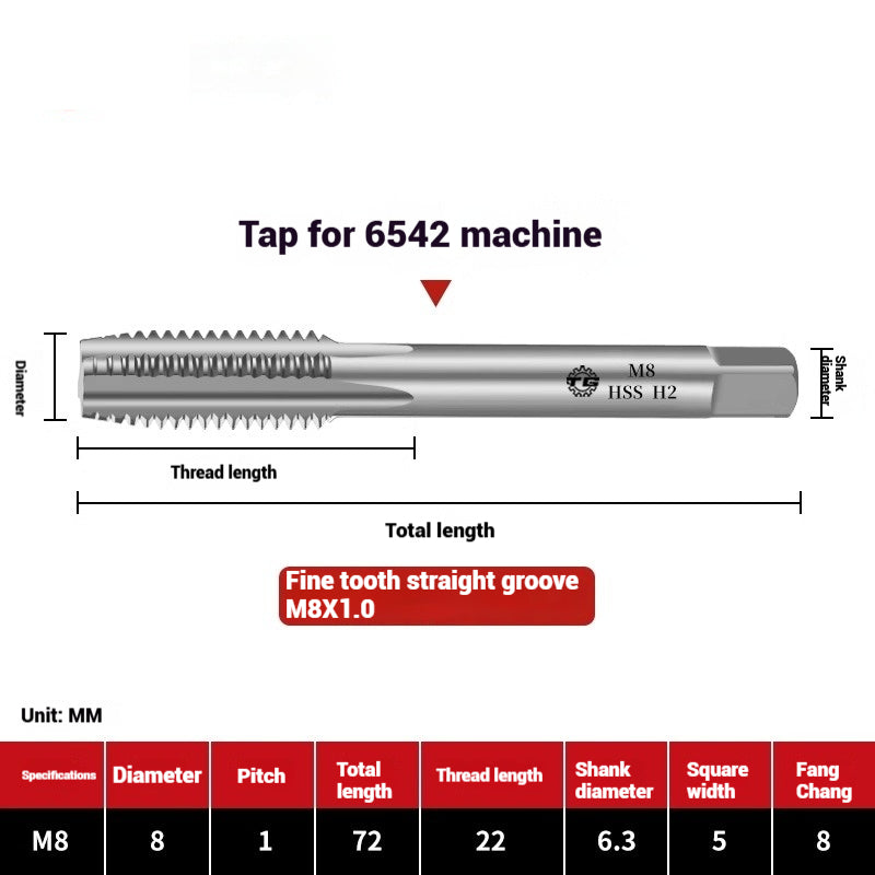 1095-Machine taps straight flute taps tapping high-speed steel fine teeth tapping drill bit m5m6m8m10m12 Shandong Denso Pricision Tools Co.,Ltd.