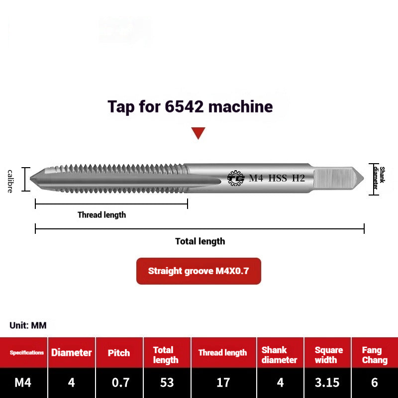 1095-Machine taps straight flute taps tapping high-speed steel fine teeth tapping drill bit m5m6m8m10m12 Shandong Denso Pricision Tools Co.,Ltd.