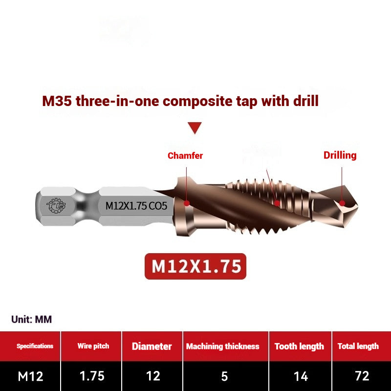 1096-Three in one cobalt composite tap set drilling and tapping one nitriding tap stainless steel tapping tapping drills Shandong Denso Pricision Tools Co.,Ltd.