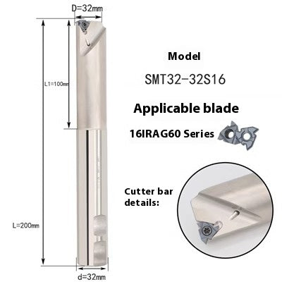 6038 HSMT Thread Milling Toolholder Slotting Machining Center Threaded Toolholder SMT Single Thread, Single Tooth Toolholder Internally Cooled 16IR Shandong Denso Pricision Tools Co.,Ltd.