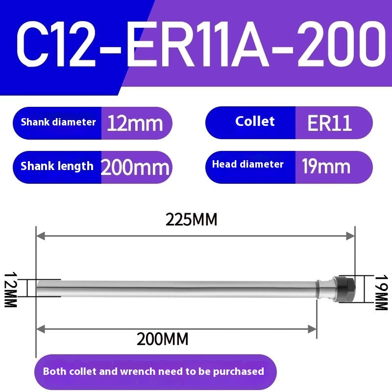 1183-Extension rods Straight handle extension rods C12-ER8/ER11/ER16 Various lengths Type A Type M