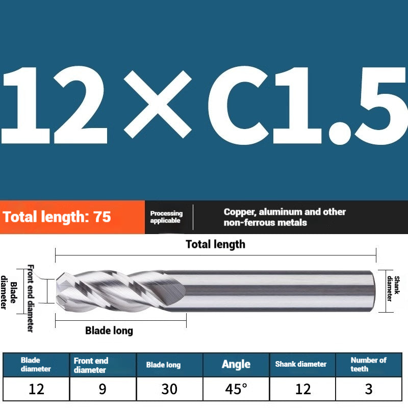 1119-PQT tip chamfering milling cutter C angle alloy milling cutter C mouth tungsten steel cutter beveled end milling cutter 45 degrees angle round nose C1C2 Shandong Denso Pricision Tools Co.,Ltd.