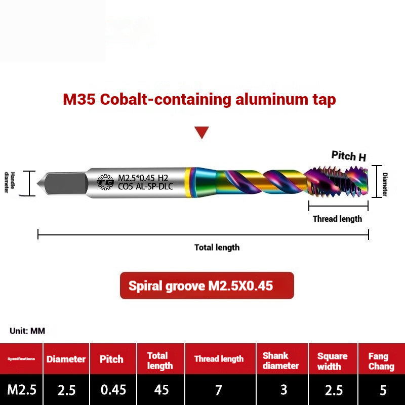 1105-Aluminum Tap Spiral Aluminum Tap CNC Machining Center M35 Cobalt High Efficiency Aluminum Coated Tap Shandong Denso Pricision Tools Co.,Ltd.